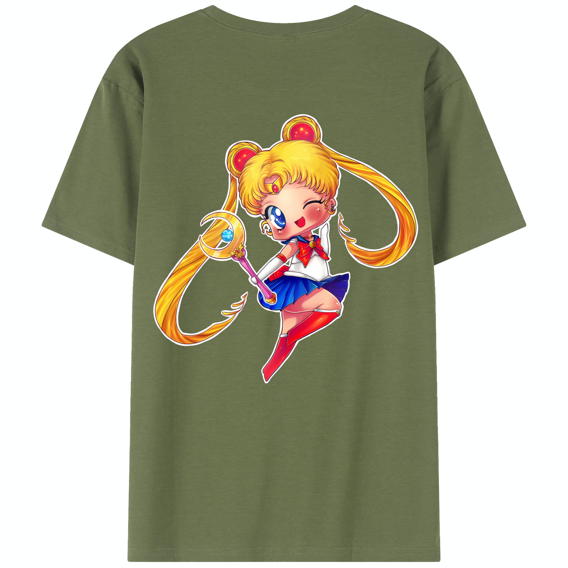 （画像用） 美少女戦士セーラームーン 月野 うさぎ つきの うさぎ Sailor Moon Tsukino Usagi 綿100％半袖Tシャツ（背面プリント）